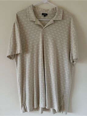 Express Men’s Polo Shirt in Light Beige with Subtle Pattern